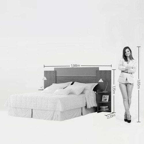 Cabeceira De Cama De Casal Mdf Quarto Marrom Madeira Cinza