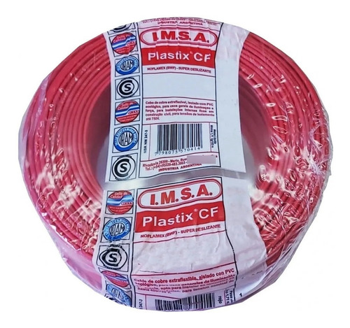Imagen 1 de 3 de Cable Unipolar 2,5 Rollo 100 Metros Rojo Imsa Plastix Cf