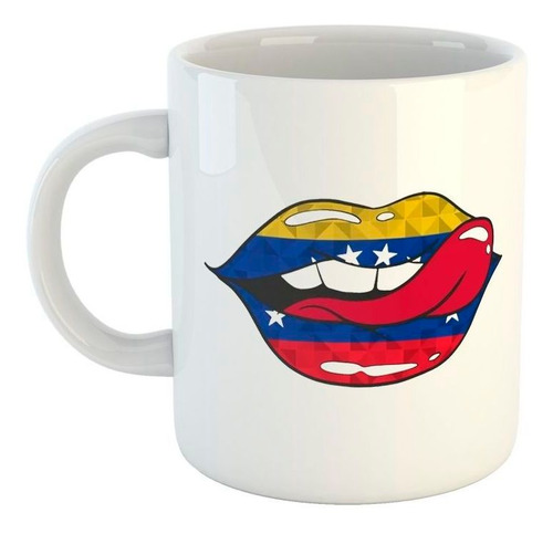 Taza De Ceramica Venezuela Bandera Boca Lengua