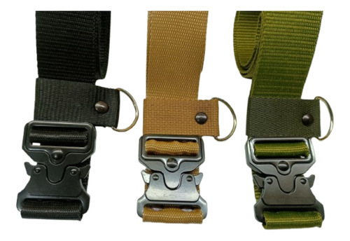 Cinturon Tactico Cobra Militar 4 Cm C/presilla Hebilla Metal Negro Nylon Xxl