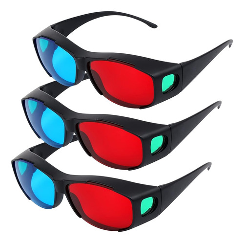 3 Piezas Rojo Azul Gafas 3d Gafas De Juego De Películas 3d D