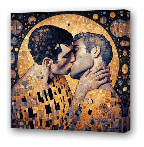 Cuadro 45x45cm Klimt El Beso En Version Orgullo Gay