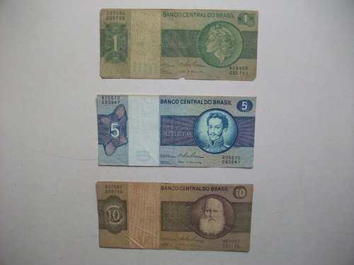 Lote De Tres Antiguos Billetes De Brasil - Cruzeiros