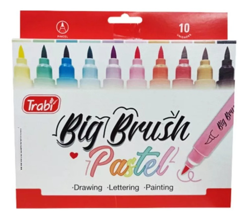 Marcador Trabi Big Brush Pastel Pincel Lettering X 10 Unid