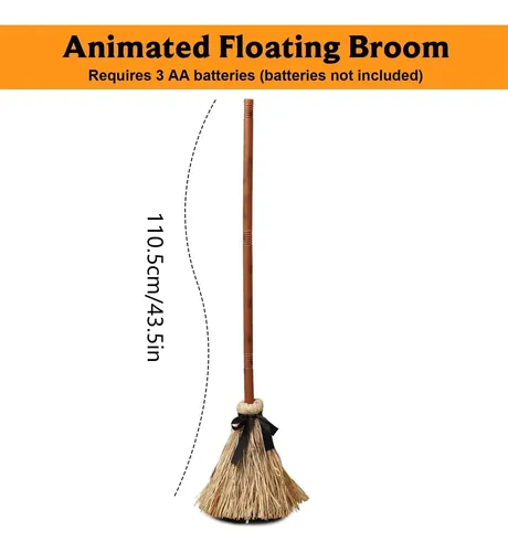 Escoba De Bruja Desmontable De 125 Cm – Disfraz Y Decoración Para Halloween – Mango De Madera Y Cerdas Beige