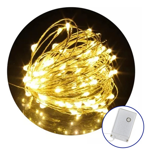 Luces Alambre Racimo 10 Mts 400 Led Microled 8 Tiempos 220v Luces Cálida