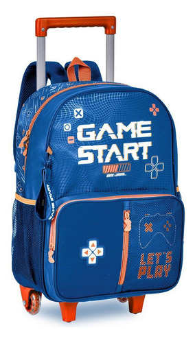 Mochila De Rodinhas Lancheira Game Start Azul - Clio