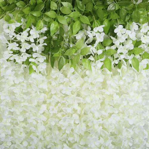 1.1m Flores Artificiales Glicina De 12pk Wisteria Colgantes Blanco