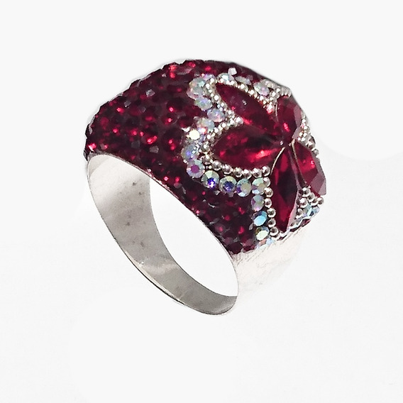 Hermoso Anillo De Cristal En V Anillo De Cristal De Acero De Hermoso Anillo De Cristal En V Anillo De Cristal De Acero De