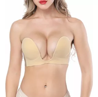 Brasier Bra Push Up Escote Profundo Straple Sin Espalda