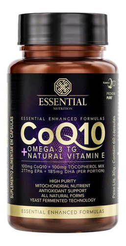 Imagem 1 de 3 de Suplemento em  cápsulas Essential Nutrition  COQ10 omega 3 em pote de 30g 60 un