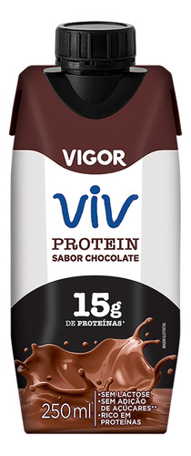 Bebida Láctea UHT Chocolate Zero Lactose Vigor Viv Protein Caixa 250ml