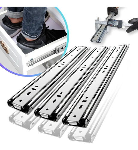 6 Corrediça Telescópica H40 40cm 3 Par Reforçada Resistente