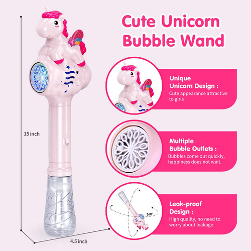 Ametralladora Burbujas Unicornio Niños 1-3 Años, Solución Bu Color