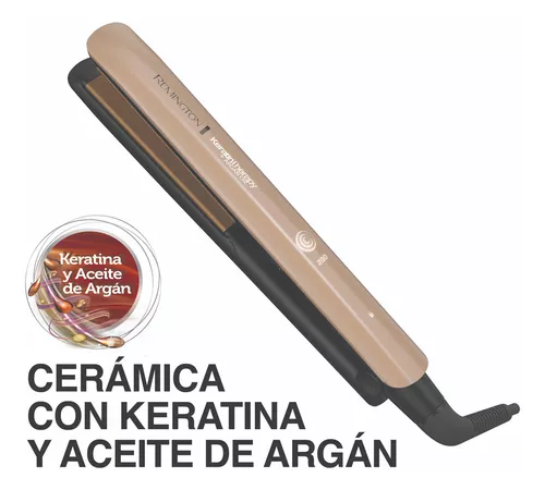 Plancha de cabello Remington Keratin Therapy S8599 negra y rosa