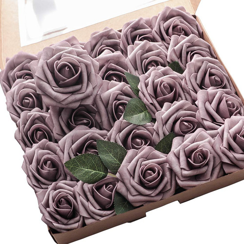 Floroom Flores Artificiales 25pcs Rosa Polvorienta De Aspect