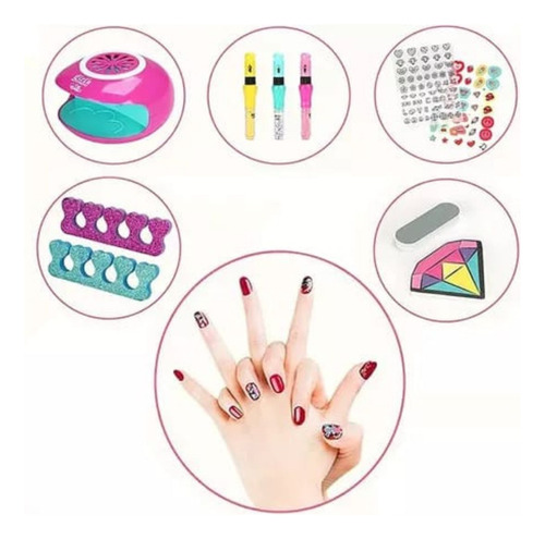 Set De Arte Para Uñas Para Niñas Juguete Infantil 2 En 1