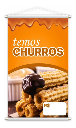 Banner Temos Churros Doce Lanche Comida Lona Grande