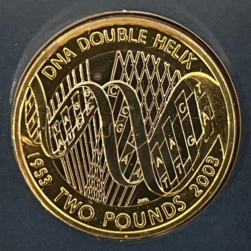 Moeda Oficial 2003 £2 Descoberta Do Dna Lacrada No Encarte