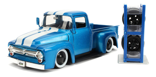 Jada 31541 - Camioneta Ford F-100 De 1956 Con Rayas Blancas