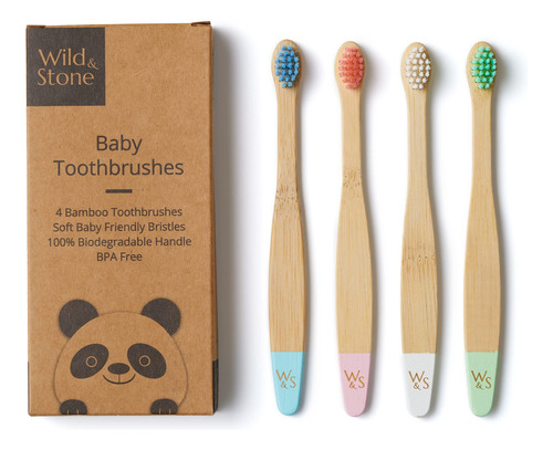 Wild & Stone Cepillo De Dientes De Bamb Orgnico Para Beb, Cu