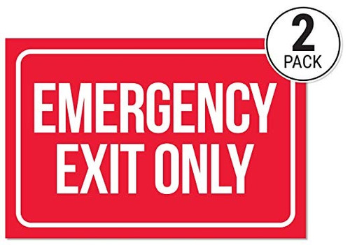 Salida De Emergencia Sólo Etiqueta Signos (pack De 2) | Vini