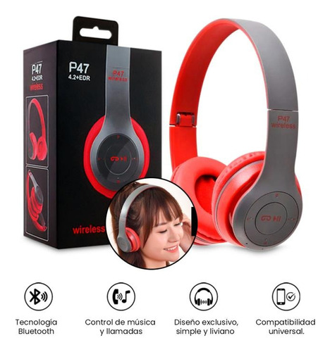 Audífonos Inalambricos P47 Bluetooth. 3 Colores