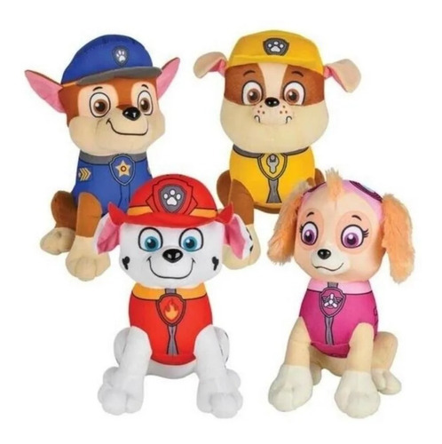 Paw Patrol 4pzs 20-22cm Patrulla Canina Peluches Chase Skye