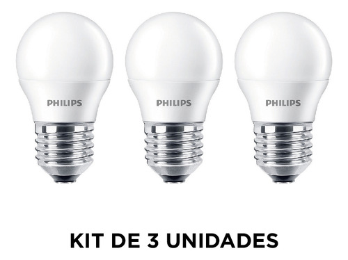 Pack De 3 Lámparas Led Ecohome Bulbo E27 4w/fría Philips