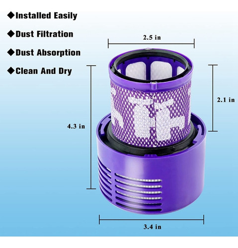 3 Filtros De Vacío For Dyson V10 Cyclone Series V10 Absolut