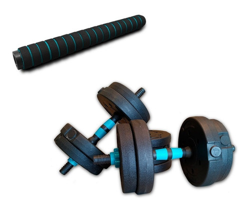 Halter Ajustável 20kg C/ Barra P/ Treino De Musculação Goper Cor Preto e azul