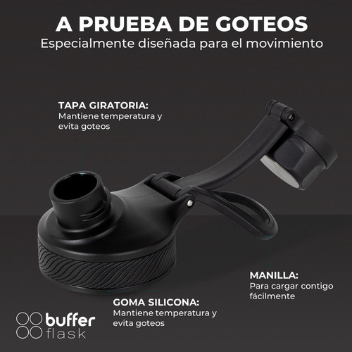 Termo Botella Agua Termica Acero Inoxidable Buffer 700 ml + Tapas 700ml