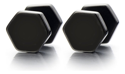 2 Uds. Pendientes De Tuerca Con Tornillo Negro Hexagonal Par