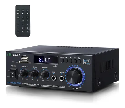Receptores Estéreo Bluetooth Amplificador Áudio Doméstico Cor Preto Potência De Saída Potência máxima 400W*2, RMS 50W*2,110V/220v