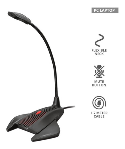 Imagen 3 de 9 de Microfono Gamer Trust Nepa 3.5mm Pc Notebook