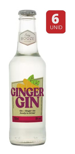Drink Pronto Gin+ginger Easy Booze 200ml (6 Garrafas) Kit