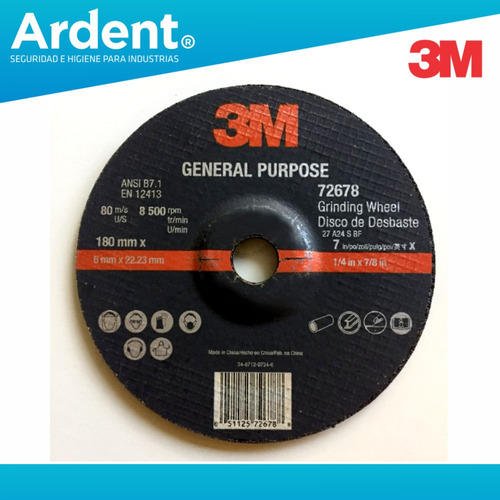 Imagen 5 de 5 de Disco De Desbaste 3m 180mm-6mm-22,2mm - Grano 24 / Caja X 10