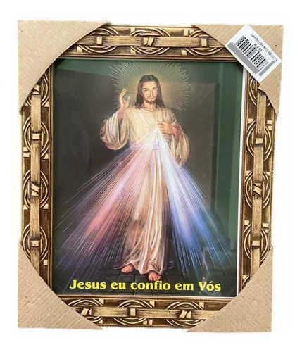 Quadro Jesus Misericordioso Resinado Com Vidro 20x25cm