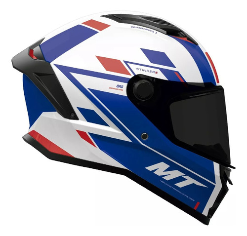 Capacete Mt Helmets Stinger2 Zivze E7 Azul Branco Premium