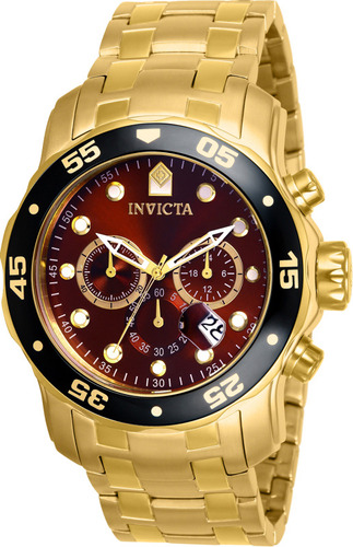 Relógio Invicta Pro Diver 80065 Plaque Ouro Cronógrafo