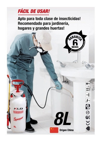 Pulverizador Fumigador A Presión 8 Litros Kld368 Para Jardin
