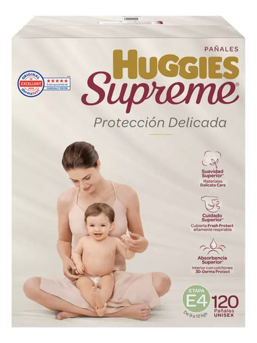 Huggies supreme pañales Etapa 4 Unisex 120 pzas