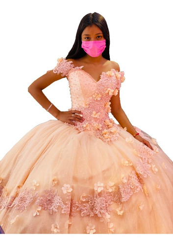 Vestido Xv Blush De Tul Con Flores En 3d, Con Ramo Y Falda C | Envío gratis Vestido Xv Blush De Tul Con Flores En 3d, Con Ramo Y Falda C | Envío gratis