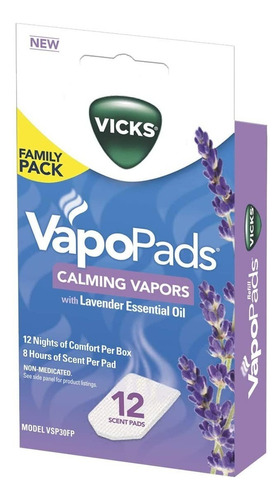 Vapo Pads Vicks Repuestos Para Humidificador Sueño X12 Color Lavanda