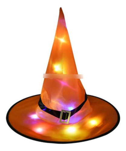 Chapéu De Bruxa C/ Led Wicca Mágico Bruxo Acessório Cosplay Cor Laranja