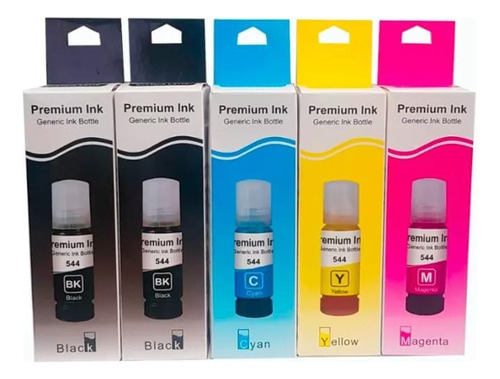 Combo 5 Tinta 544 Generica Eps L1110 L3110 L3150 L3160 L5190