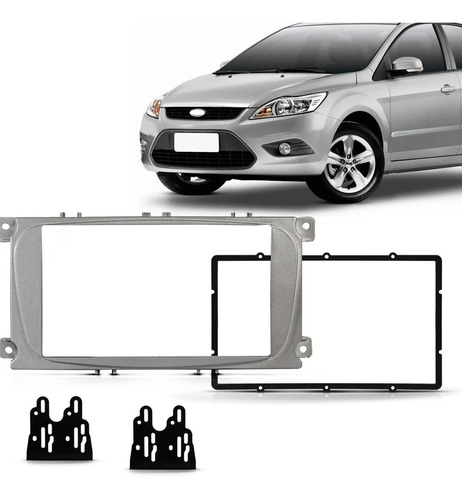 Moldura Fiamon 2857 2 Din Ford Focus 09/13 Prata