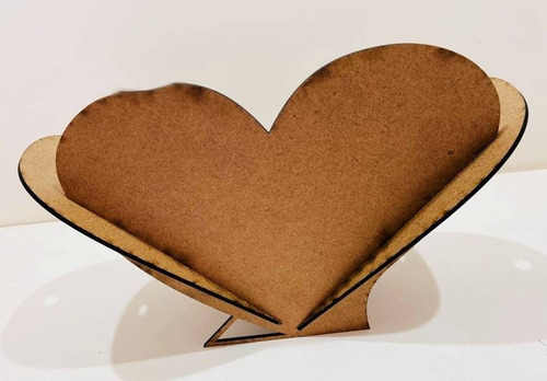 Imagem 5 de 7 de Cesta Coração 18cm Mdf Marrom 3mm - 10 Unidades
