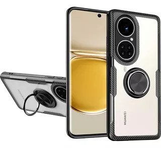 Capa Para Huawei P50 Pro (tela 6.6) Carbon Clear Anel Stand