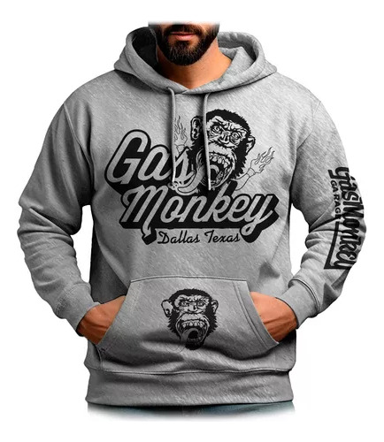 Buzo Canguro Gas Monkey Nitro Dallas Tx Color Gris Unisex